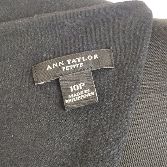 Ann Taylor Petite Black Drop Waist Pleated Dress 3/4 Sleeve 10P - Picture 5 of 12